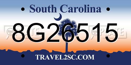 8G26515 South Carolina License Plate