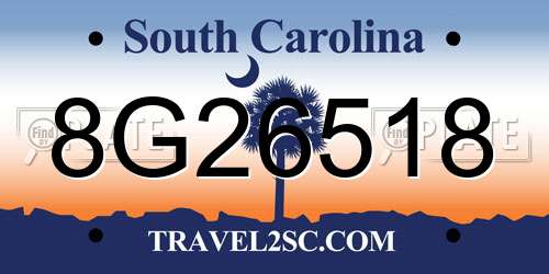 8G26518 South Carolina License Plate