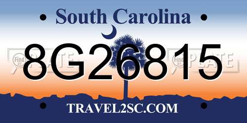 8G26815 South Carolina License Plate