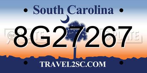 8G27267 South Carolina License Plate