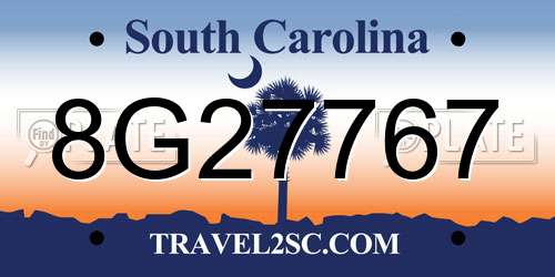 8G27767 South Carolina License Plate