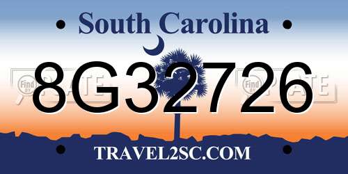 8G32726 South Carolina License Plate