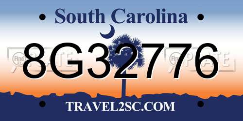 8G32776 South Carolina License Plate