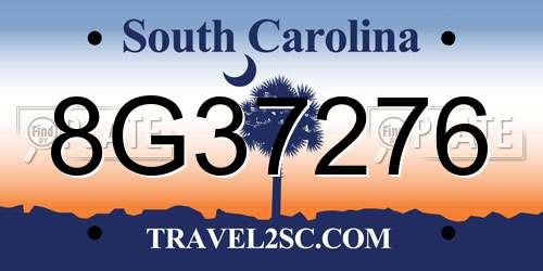 8G37276 South Carolina License Plate