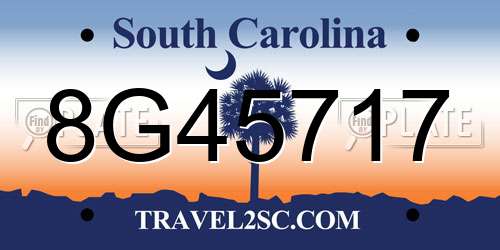 8G45717 South Carolina License Plate