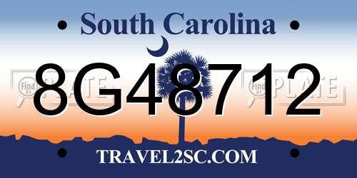 8G48712 South Carolina License Plate