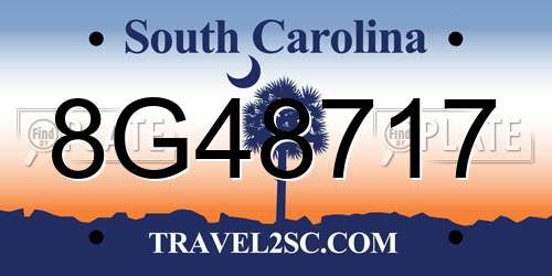 8G48717 South Carolina License Plate