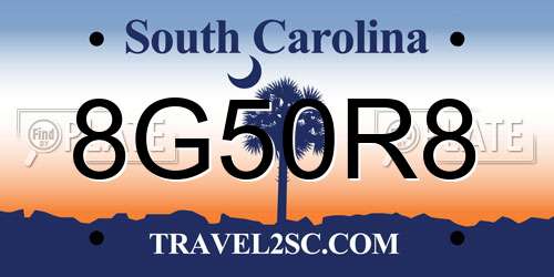 8G50R8 South Carolina License Plate