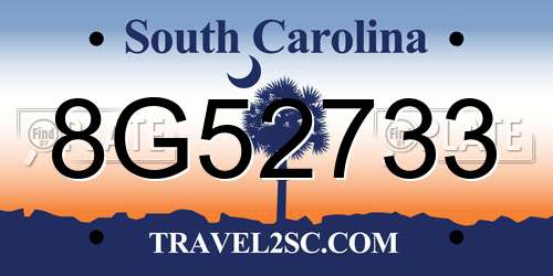 8G52733 South Carolina License Plate