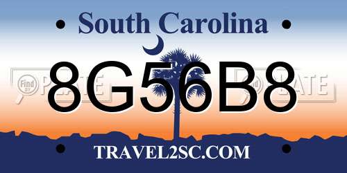 8G56B8 South Carolina License Plate