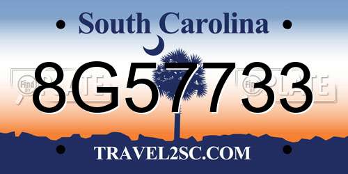 8G57733 South Carolina License Plate