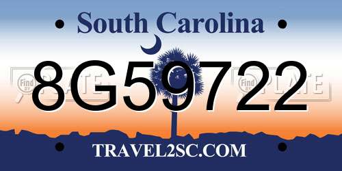 8G59722 South Carolina License Plate