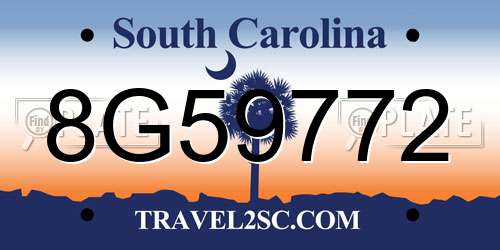 8G59772 South Carolina License Plate