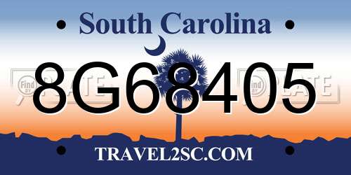 8G68405 South Carolina License Plate