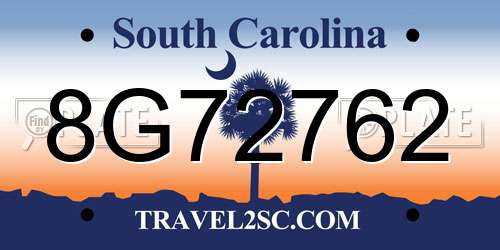 8G72762 South Carolina License Plate