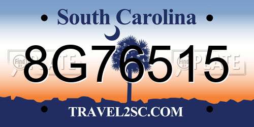 8G76515 South Carolina License Plate