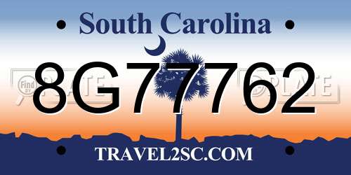 8G77762 South Carolina License Plate