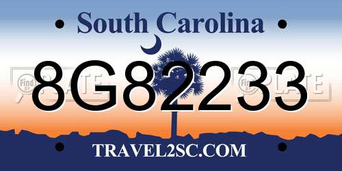 8G82233 South Carolina License Plate