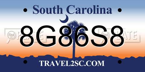 8G86S8 South Carolina License Plate