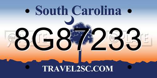 8G87233 South Carolina License Plate
