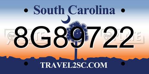 8G89722 South Carolina License Plate