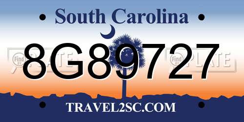 8G89727 South Carolina License Plate