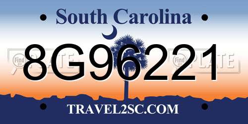 8G96221 South Carolina License Plate