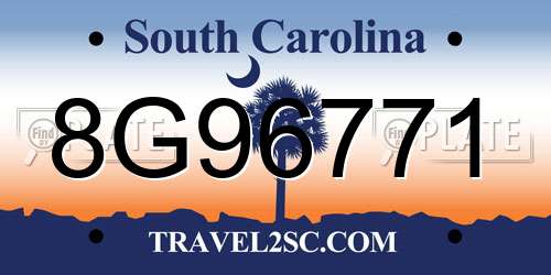 8G96771 South Carolina License Plate