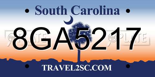 8GA5217 South Carolina License Plate