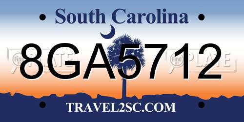 8GA5712 South Carolina License Plate