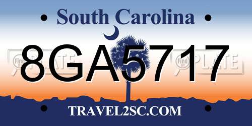 8GA5717 South Carolina License Plate