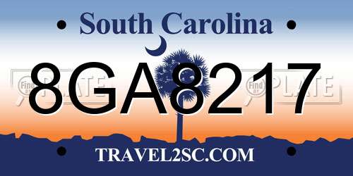 8GA8217 South Carolina License Plate