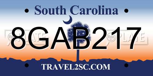8GAB217 South Carolina License Plate