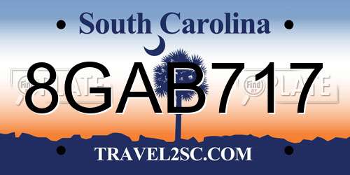 8GAB717 South Carolina License Plate