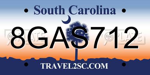 8GAS712 South Carolina License Plate