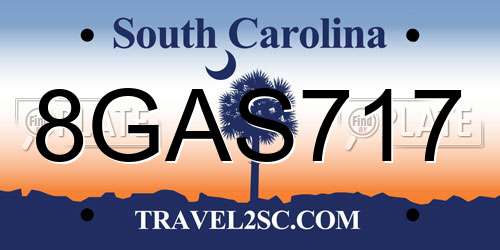 8GAS717 South Carolina License Plate