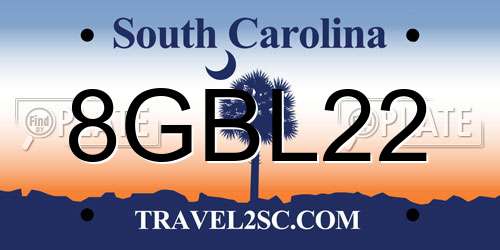 8GBL22 South Carolina License Plate