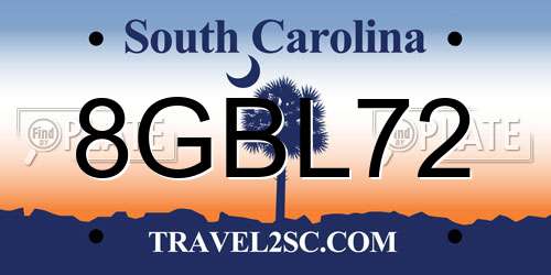 8GBL72 South Carolina License Plate