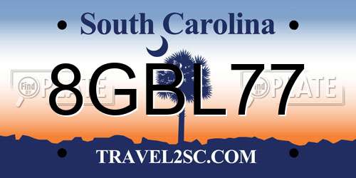 8GBL77 South Carolina License Plate