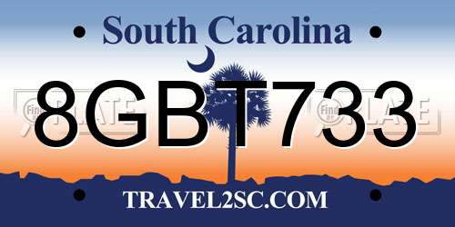 8GBT733 South Carolina License Plate