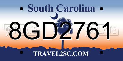 8GD2761 South Carolina License Plate