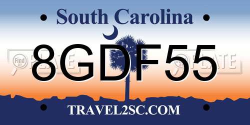 8GDF55 South Carolina License Plate