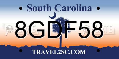 8GDF58 South Carolina License Plate