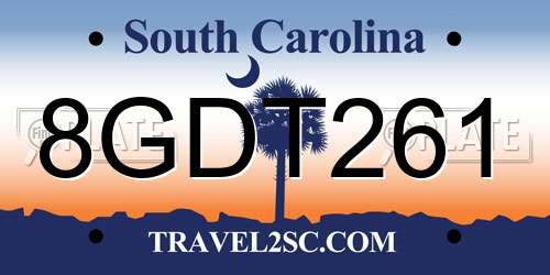 8GDT261 South Carolina License Plate