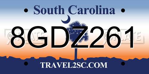 8GDZ261 South Carolina License Plate