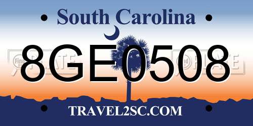 8GE0508 South Carolina License Plate