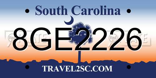 8GE2226 South Carolina License Plate