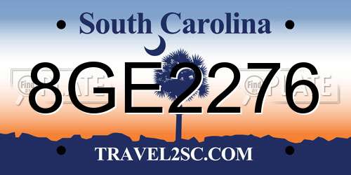 8GE2276 South Carolina License Plate