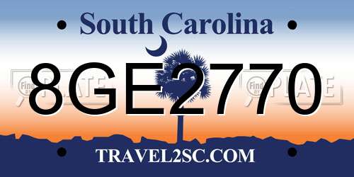 8GE2770 South Carolina License Plate