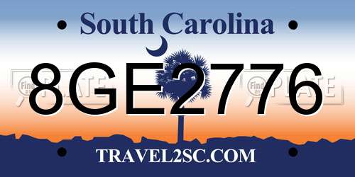 8GE2776 South Carolina License Plate